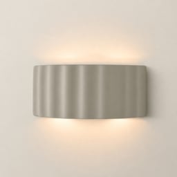 ValueLights Pablo Moss Green Ribbed Ceramic Flush Wall Light with Bulb - thumbnail 3