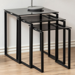 Florence Katrine Smoked Glass Top Nest of Tables Set of 3