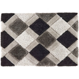 Origins Grey 3D Geo Shaggy Carved Rug 160 x 230cm - thumbnail 1