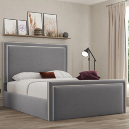DS Living Verona Plush Grey Single Piping Ottoman Bed - thumbnail 1