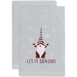 Noel Square White Xmas Gonks Cotton Velour Hand Towel 2 Pack
