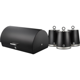 Swan Serenity EEJB277 Black Bread Bin with 3 Piece Canister Set - thumbnail 1
