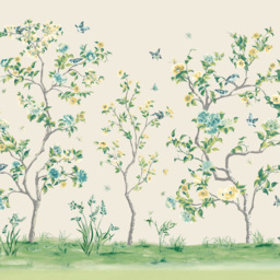 Origin Murals Oriental Flower Tree Cream and Green Wall Mural - thumbnail 2