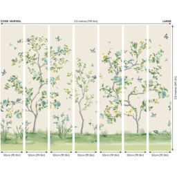 Origin Murals Oriental Flower Tree Cream and Green Wall Mural - thumbnail 4