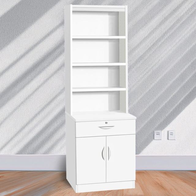 R White Cabinets White 2 Door Single Drawer 4 Shelf Cupboard with Hutch - image 1
