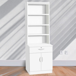 R White Cabinets White 2 Door Single Drawer 4 Shelf Cupboard with Hutch