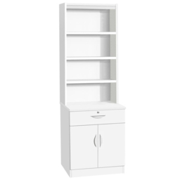 R White Cabinets White 2 Door Single Drawer 4 Shelf Cupboard with Hutch - thumbnail 2