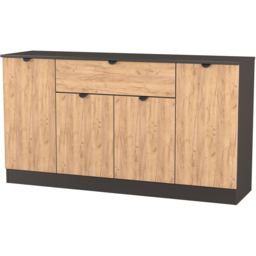Crowndale Bora 4 Door Single Drawer Gold Craft Oak and Graphite Wide Sideboard Ready Assembled - thumbnail 4