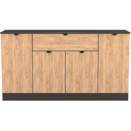 Crowndale Bora 4 Door Single Drawer Gold Craft Oak and Graphite Wide Sideboard Ready Assembled - thumbnail 2