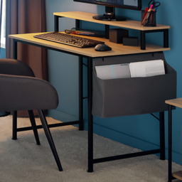 tectake Single Shelf Light Sonoma Oak Wooden Desk with Fabric Bag