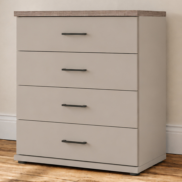 Homebase Truro Grey 4 Drawer Wide Chest of Drawers with Slate Handles - image 1