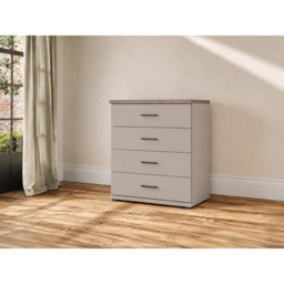 Homebase Truro Grey 4 Drawer Wide Chest of Drawers with Slate Handles - thumbnail 4