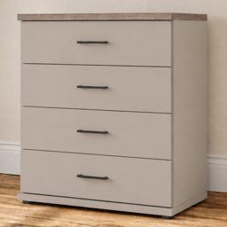 Homebase Truro Grey 4 Drawer Wide Chest of Drawers with Slate Handles - thumbnail 1