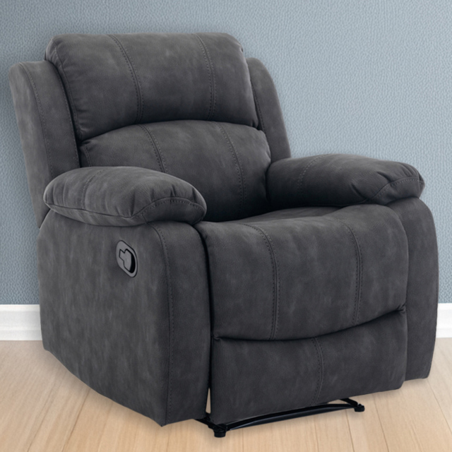 Furniture One Full Fabric Dark Grey Manual Recliner Armchair - image 1