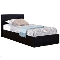 Berlin Single Black Faux Leather Ottoman Bed - thumbnail 4