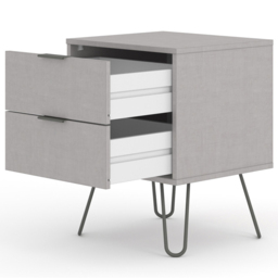 Augusta 2 Drawer Grey Bedside Table - thumbnail 4