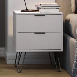 Augusta 2 Drawer Grey Bedside Table - thumbnail 1
