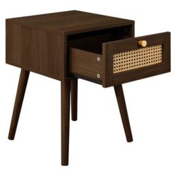 Croxley Single Drawer Brown Rattan Bedside Table - thumbnail 3