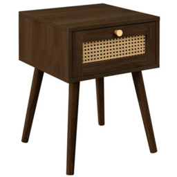 Croxley Single Drawer Brown Rattan Bedside Table - thumbnail 2