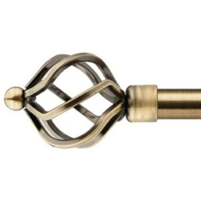New Edge Blinds Cage Brass Extendable Eyelet Metal Curtain Pole Set 160-300cm - image 1