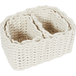 Cream Rope Storage Basket 3 Pack - thumbnail 2