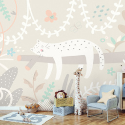 Origin Murals Sleeping Jungle Leopard Grey Wall Mural - thumbnail 1