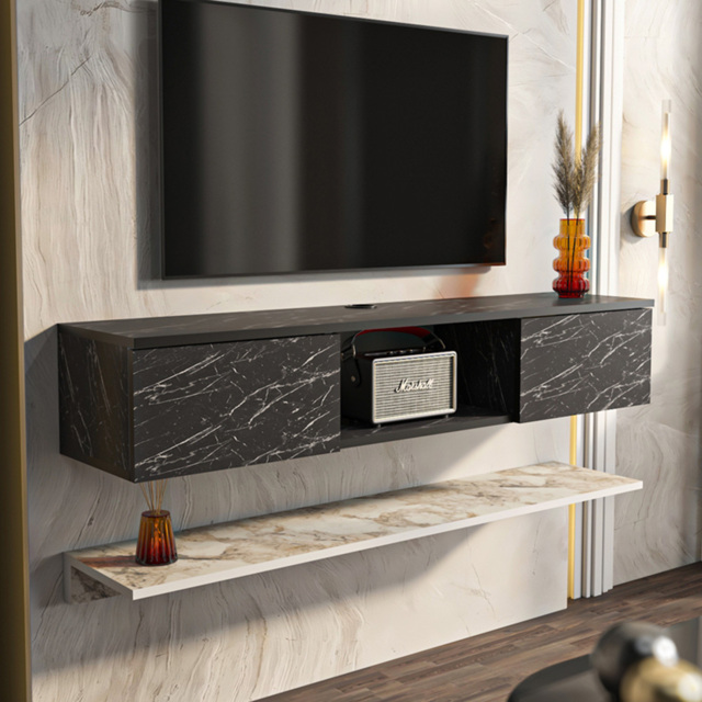 Decorotika Elia Bendire Ephesus 2 Door Single Shelf Floating Wide TV Unit with Wall Shelf - image 1