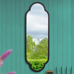 MirrorOutlet The Duplici Black Metal Double Arched Oval Outdoor Garden Wall Mirror 102 x 36cm - thumbnail 2