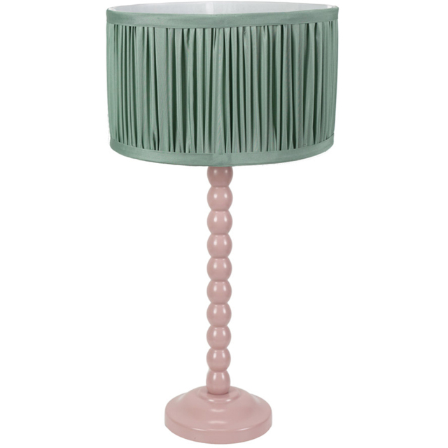 ValueLights Bobbins Ruched Pleated Green Drum Shade Painted Rose LED Table Lamp - image 1