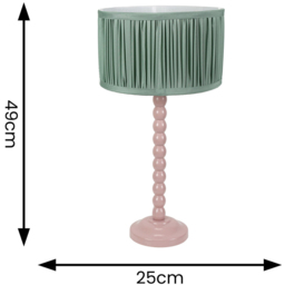 ValueLights Bobbins Ruched Pleated Green Drum Shade Painted Rose LED Table Lamp - thumbnail 4