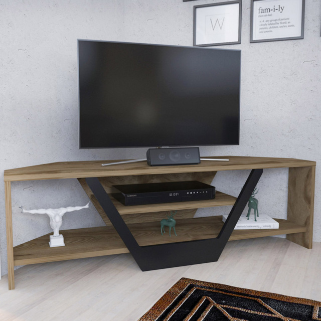 Decorotika Sares Oud Oak and Black 2 Shelf TV Unit - image 1