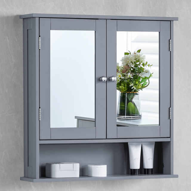 Bath Vida Priano 2 Door Single Shelf Wood and Grey Bathroom Cabinet - image 1
