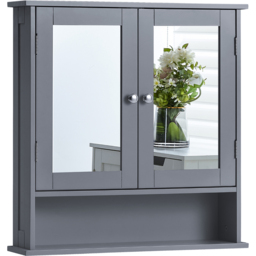 Bath Vida Priano 2 Door Single Shelf Wood and Grey Bathroom Cabinet - thumbnail 2