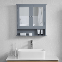 Bath Vida Priano 2 Door Single Shelf Wood and Grey Bathroom Cabinet - thumbnail 4