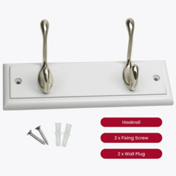 Headbourne White and Satin Nickel 2 Hook Coat Rail - thumbnail 3