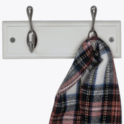 Headbourne White and Satin Nickel 2 Hook Coat Rail - thumbnail 2