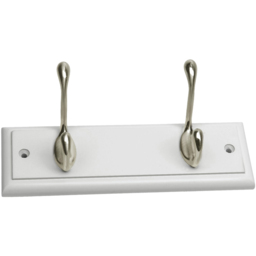 Headbourne White and Satin Nickel 2 Hook Coat Rail - thumbnail 1