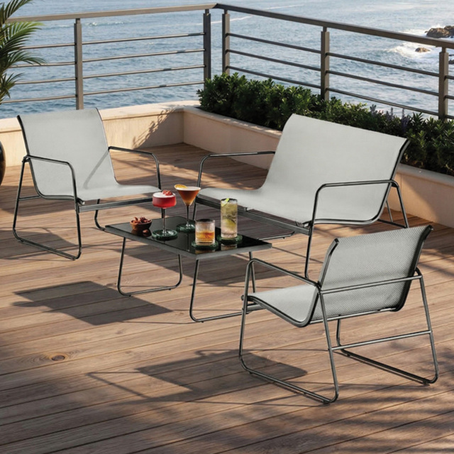 Rattrix Grey 4 Seater Rattan Garden Conversation Set