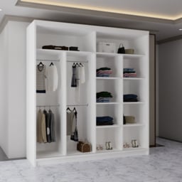 Sliding Wardrobes 4U California White 2 Door Wide Curved Mirrored Wardrobe - thumbnail 4