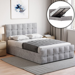 Vida Designs Valentina Double Silver Velvet Ottoman Bed with Gel Memory Foam Mattress - thumbnail 4