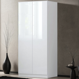 FWStyle Stora 2 Door White Gloss Wardrobe - thumbnail 1