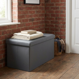 Seville Grey Faux Leather Storage Trunk - thumbnail 4