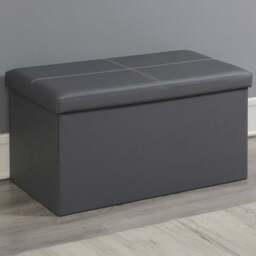 Seville Grey Faux Leather Storage Trunk