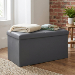Seville Grey Faux Leather Storage Trunk - thumbnail 3