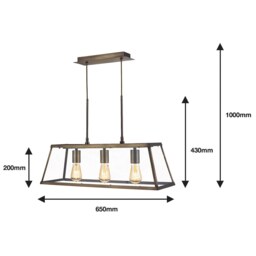Bellevue 3 Light Industrial Pendant - Brass - thumbnail 4