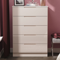 Crowndale Milan Kashmir Gloss and Kashmir 5 Drawer Chest of Drawers Ready Assembled