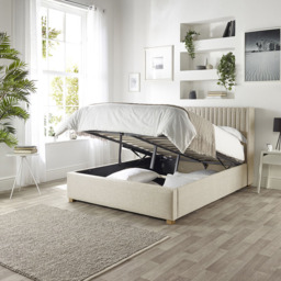 Catherine Lansfield Soho Super King Size Natural Twill Ottoman Wing Bed - thumbnail 3
