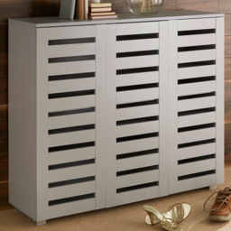 Home Source Oslo 3 Door Grey Shoe Storage Cabinet Unit