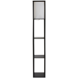 ValueLights Struttura 3 Shelf Black Shelving Unit Floor Lamp with Fabric Shade