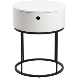 Florence Polo Single Drawer Black and White Round Bedside Table - thumbnail 3